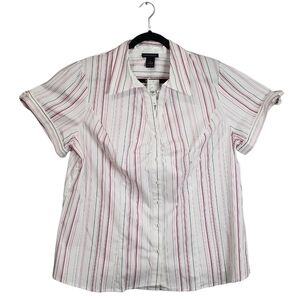 Lane Bryant Short Sleeves Button Up Striped Shirt Size 20